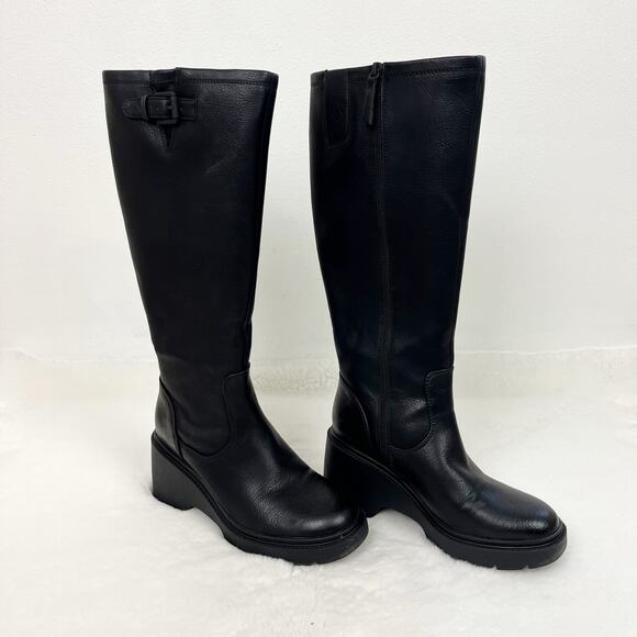 Soul Naturalizer Women’s Black Leather Knee-High Boots Chunky Rubber Heel Size 9 - Picture 10 of 10